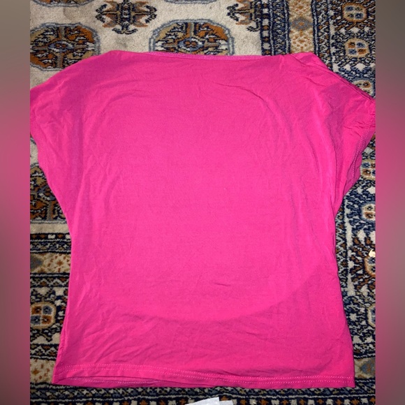 SHEIN EZwear Backless Batwing Sleeve Solid Tee - Hot Pink - Picture 3 of 5